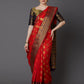 Mitera Red & Gold-Coloured Silk Blend Woven Design Banarasi Saree | Swadesiicart