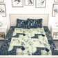 Story@home Blue & Off White Conversational King Bedsheet with 2 Pillow Covers - Swadesiicart