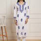 HOUSE OF KARI Women Ethnic Motifs Embroidered Regular Chikankari Pure Cotton Kurta with Trousers | Swadesiicart