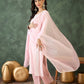 The52 Baby pink Women's Gorgeous Cotton Blend Fabric Thread Work Straight Kurta, Pant and Dupatta Set - Swadesiicart