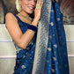 Kalini Ethnic Motifs Woven Design Zari Detailed Banarasi Saree | Swadesiicart