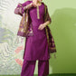 Vishudh Purple Yoke Design Thread Work Straight Kurta With Palazzos & Dupatta - Swadesiicart