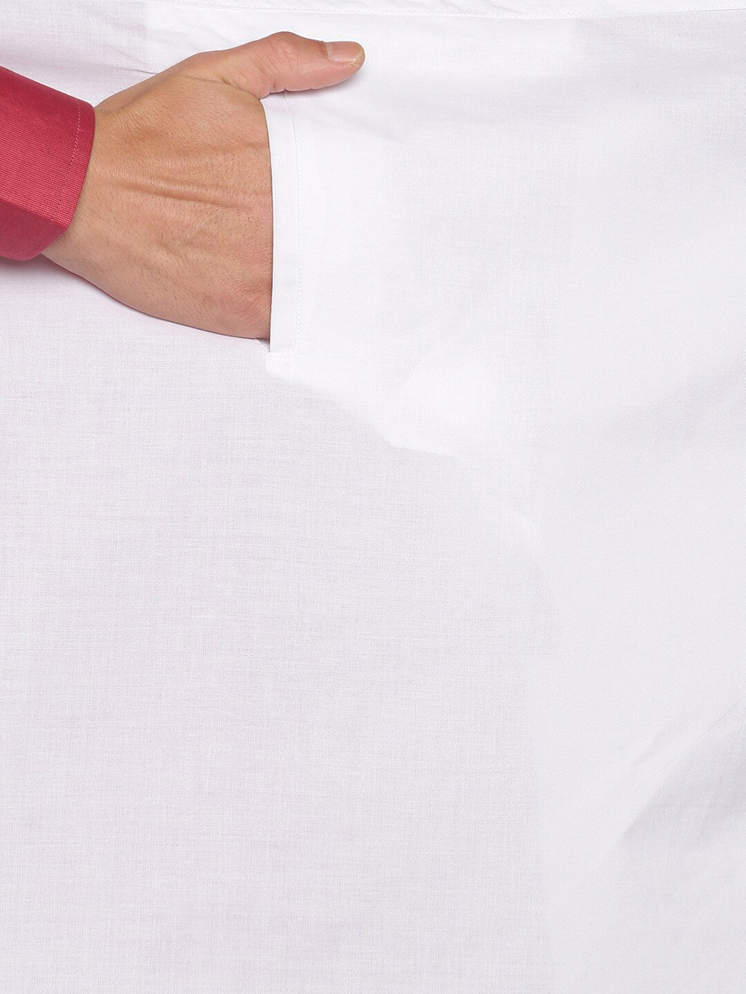 Sethukrishna White & Pink Solid Cotton Dhoti For Men | Swadesiicart