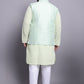 Sojanya Plus Plus Size Embroidered Pure Cotton Kurta With Pyjamas & Nehru Jacket | Swadesiicart