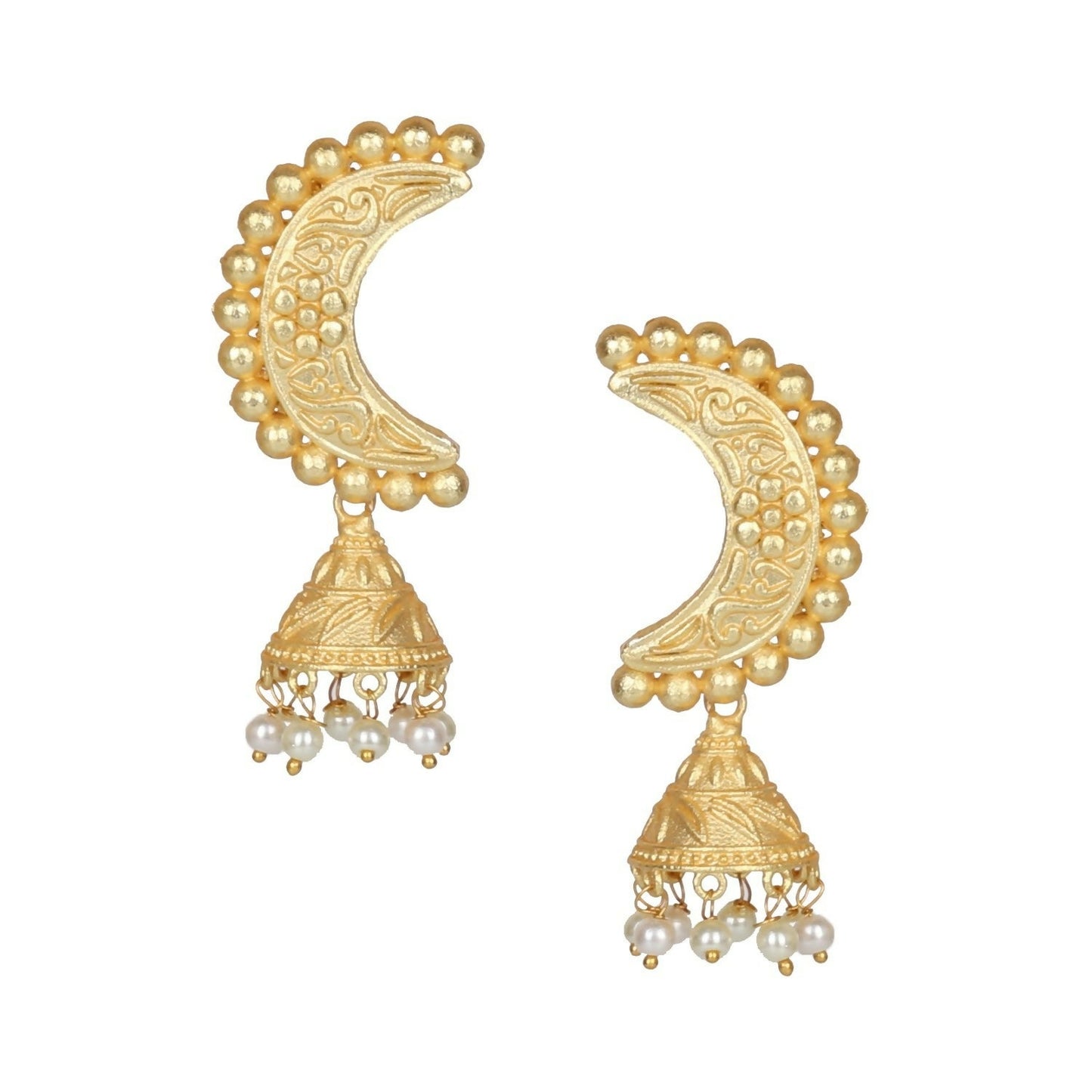 Joban Fashion Women Matte Gold Brass Earrings | Swadesiicart