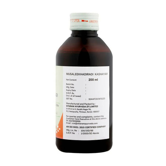 Sitaram Ayurveda Musaleekhadiradi Kashayam - Swadesiicart