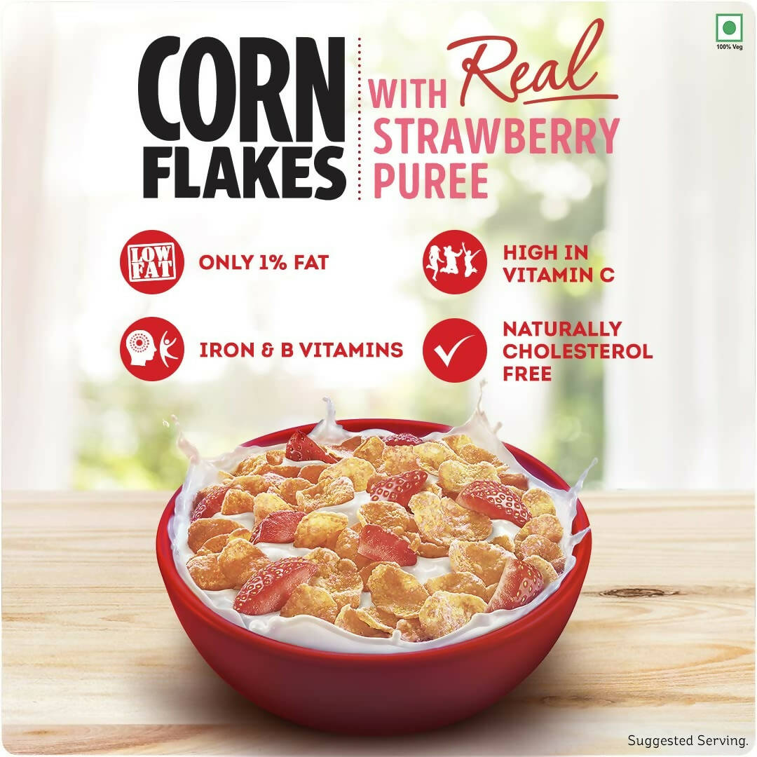 Kellogg's Corn Flakes With Real Strawberry Puree - Swadesiicart