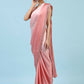Peach Ombre Satin Georgette Plain Ready to wear Saree with stitched Blouse - Vrinda | Swadesiicart