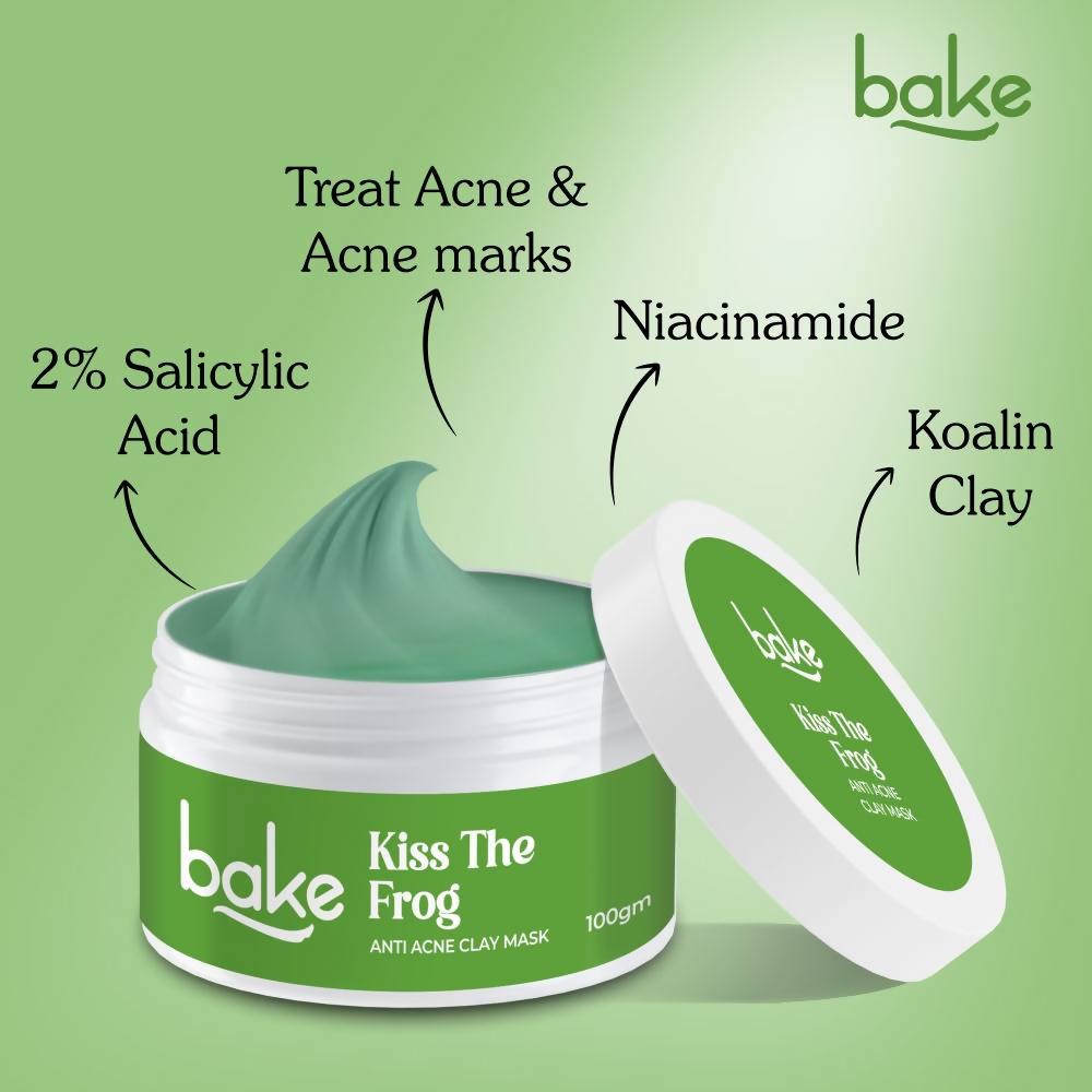 Bake Kiss The Frog Anti Acne Clay Mask With 2% Salicylic Acid & Niacinamide | Swadesiicart