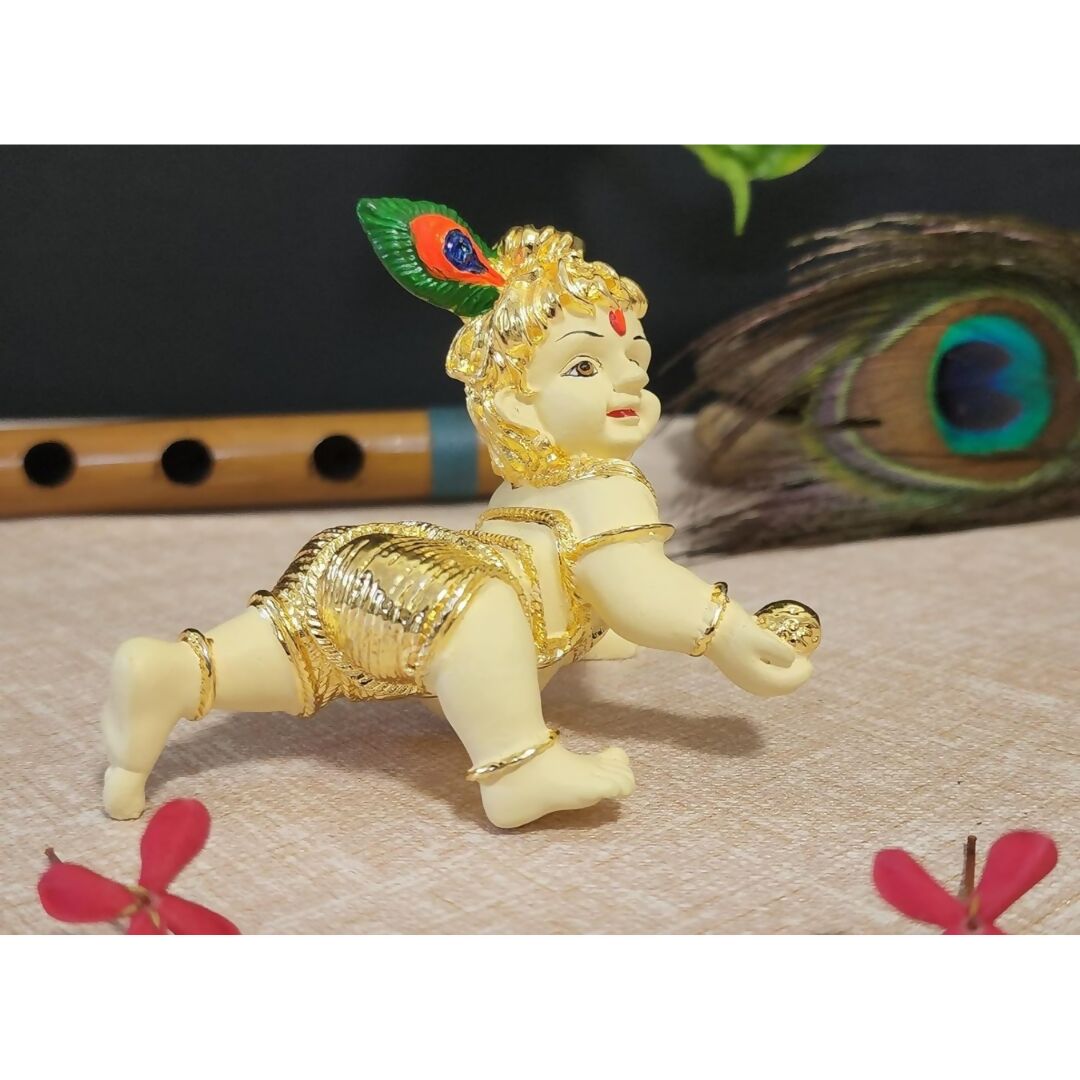 Gold Art India Silver Polished Matte Laddu Gopal Idol - Swadesiicart