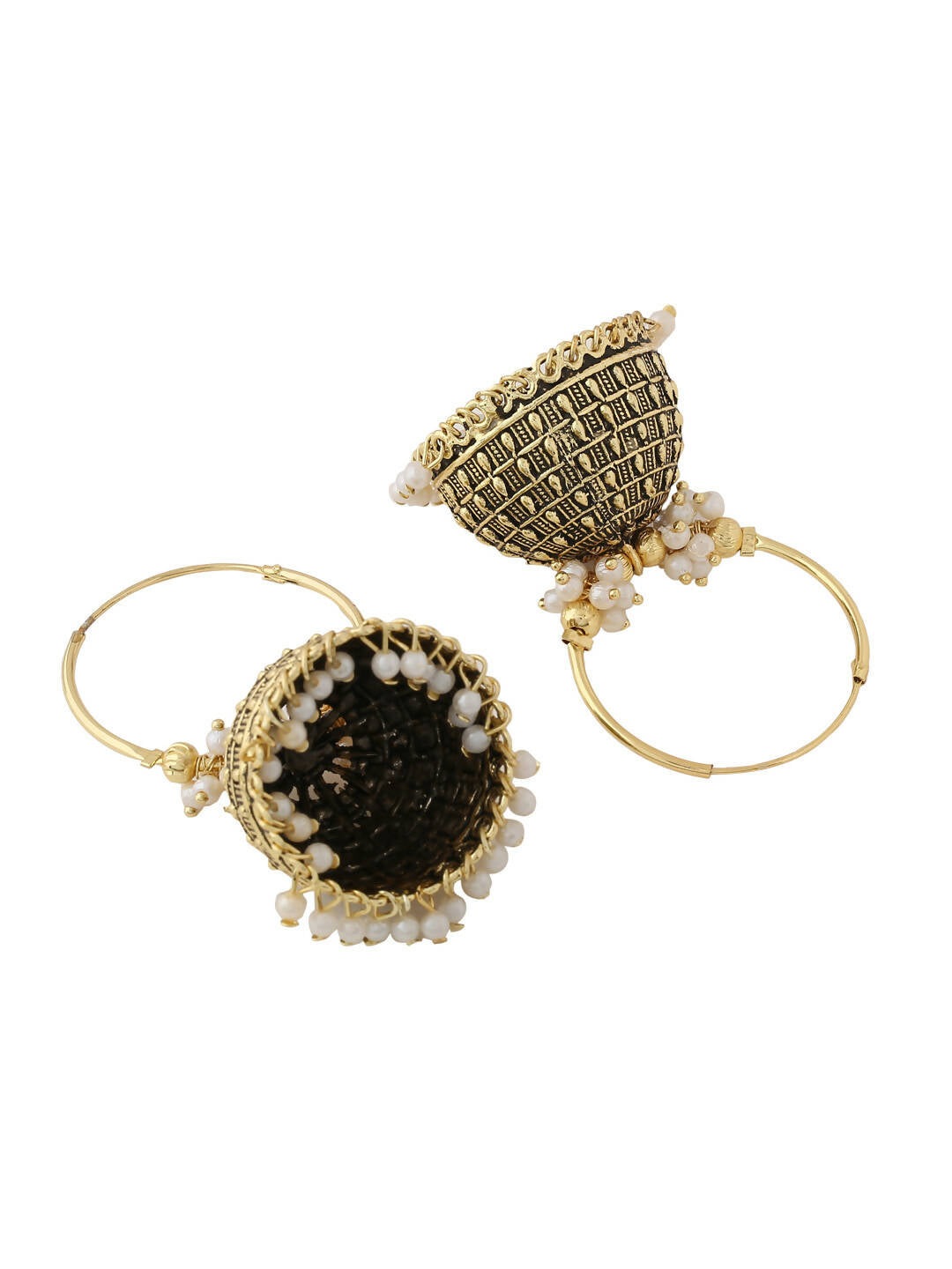 NVR Women Gold Toned Contemporary Jhumkas Earrings | Swadesiicart