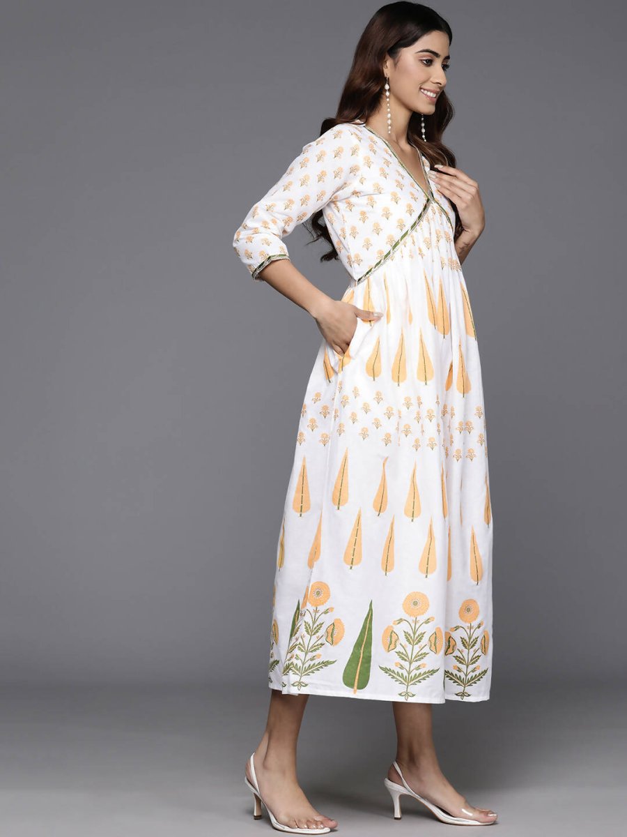 Ahalyaa Women's Traditional wear Dress - White | Swadesiicart