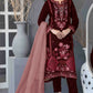 Anaita Maroon Velvet Suit with Embroidery Sequence Work - Swadesiicart