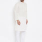 Even Apparels Cream Linen Men's Kurta With Band Collar | Swadesiicart