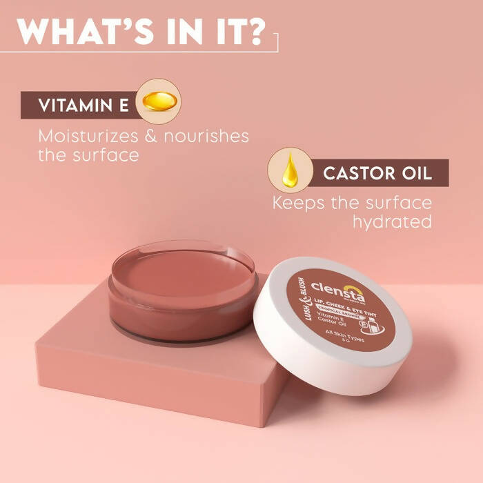 Clensta Lush & Blush Lip, Cheek & Eye Tint 05 Tropical Bronze - Swadesiicart