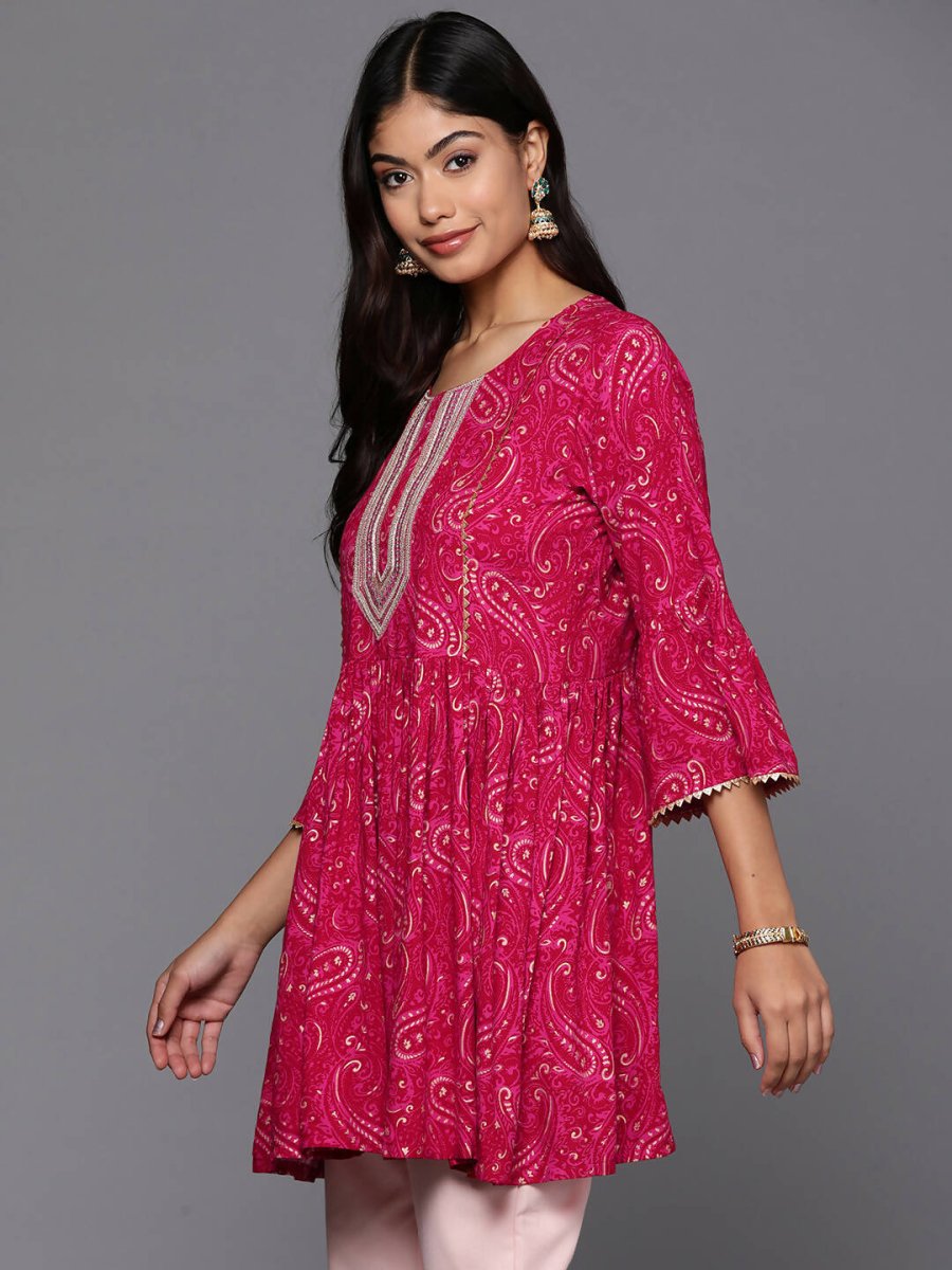 Ahalyaa Women's Traditional wear Tunic - Red | Swadesiicart