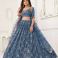 Aastha Fashion More Peach Butterfly Net Tone To Tone Thread Work, Sequence Work And Original Mirror Work Embroidery Wedding Wear Lehenga Choli