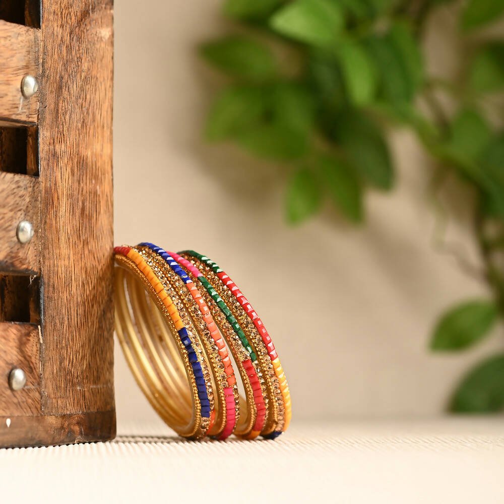 Afast Elegant Bridal & Wedding Party Fashion Bangle/Kada Set, Multi, Glass, Pack Of 8 Model No- A42 - Afast Enterprises