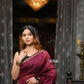 Very Much Indian VMI Exclusive Designer! Handloom Cotton Silk Saree With Sleek Golden Border - Maroon Shade | Swadesiicart