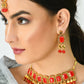 Mominos Fashion Johar Kamal Gold-Polished Brass Finish Kundan/Pearls Choker For Women (Red) | Swadesiicart