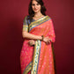 Vishnu Weaves Women's Pink Paithani Silk Zari Woven Saree with Unstitched Blouse - Swadesiicart