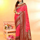Joban Fashion Rani Pink & Bottle Green Plain With Weaving Border Banarasi Silk Sarees | Swadesiicart