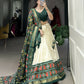 Lorenvalley Offwhite and Green Tussar Silk Patola Print Lehenga Choli | Swadesiicart