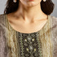 Brown Chinon Digital Printed With Hand Work Kurta - Himanshi - Swadesiicart