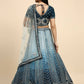 Blue Fancy Net Sequence Embroidered Lehenga Choli with Dupatta - Dhara | Swadesiicart