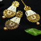 Mominos Fashion Johar Kamal Golden Kundan & Pearls Earrings With Tikka - Swadesiicart