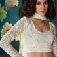 Vegaa Fashion Off White Georgette Embroidered Wedding Lehenga - Swadesiicart