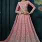Vegaa Fashion Pink Georgette Embroidered Wedding Lehenga - Swadesiicart