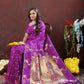 Lorenvalley Fashion Wine Soft Paithani Silk Woven Design Gold Zari Meenakari Weaving Saree - Swadesiicart