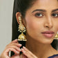 Nuyug 22K Gold-Plated Floral Jhumki Kundan Studded Kanauti Earrings | Swadesiicart