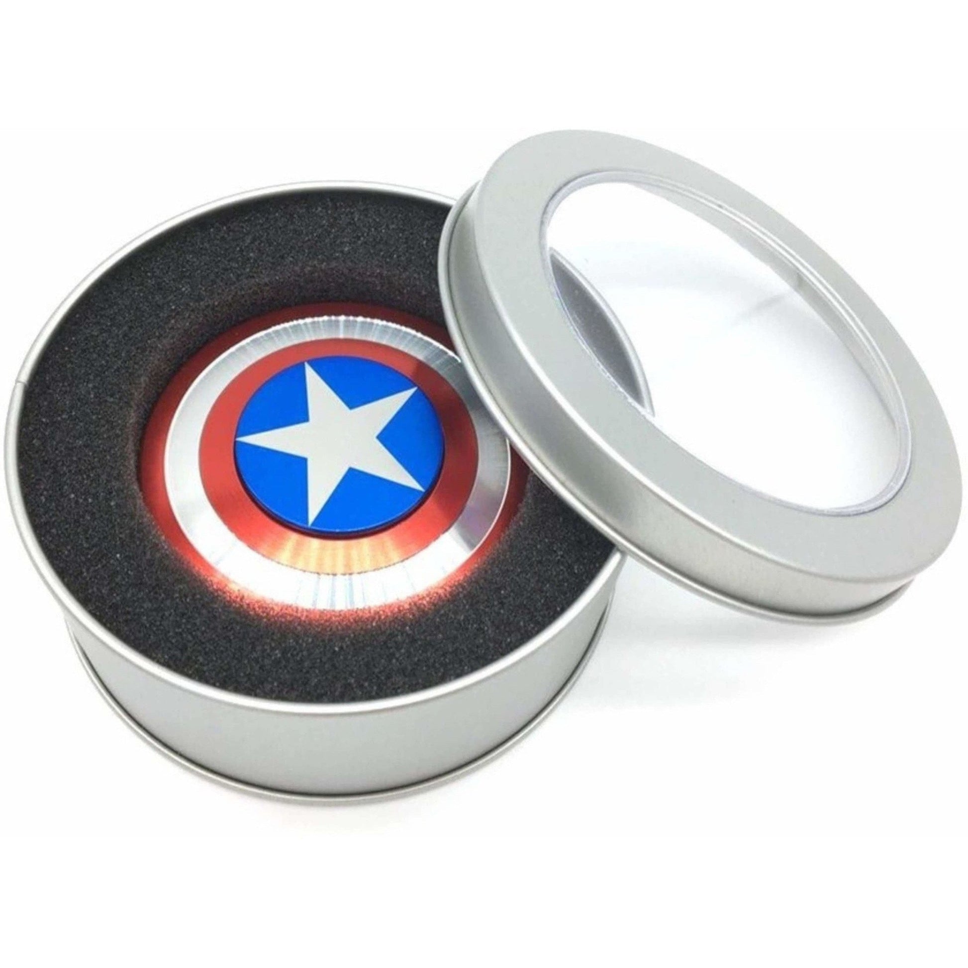 S.Blaze Amazing Metal Rounded Captain America Avenger Shield Fidget Spinner Toy for Kids & Adults (Red)