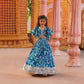 Jyoti Fashion Beautiful Blue Faux Georgette Digital Printed with Sequins Embroidered Kids Lehenga Choli Set | Swadesiicart