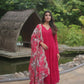 Jyoti Fashion Women's Pink Faux Blooming Butti Work Kurta with Trouser & Dupatta | Swadesiicart