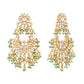 Nuyug 22K Gold-Plated Kundan & Pearl Studded Crescent Shaped Green Beads Chandbalis | Swadesiicart