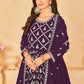 Vegaa Fashion Designer Purple Faux Georgette Embroidery Anarkali Suit - Swadesiicart