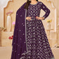 Vegaa Fashion Designer Purple Faux Georgette Embroidery Anarkali Suit - Swadesiicart