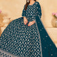 Vegaa Fashion Designer Aqua Blue Faux Georgette Embroidery Anarkali Suit - Swadesiicart