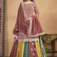 Vegaa Fashion Peach Chinon Silk Embroidered Lehenga Style Suit - Swadesiicart