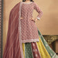 Vegaa Fashion Peach Chinon Silk Embroidered Lehenga Style Suit - Swadesiicart