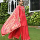 Vaasva Women's Silk Red Emboidered Solid Kurta, Sharara & Dupatta Set | Swadesiicart