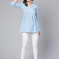 Antaran Light Blue Pure Cotton Printed Tunic - Swadesiicart