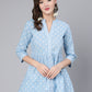 Antaran Light Blue Pure Cotton Printed Tunic - Swadesiicart