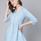 Antaran Light Blue Pure Cotton Printed Tunic - Swadesiicart