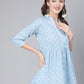 Antaran Light Blue Pure Cotton Printed Tunic - Swadesiicart