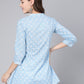 Antaran Light Blue Pure Cotton Printed Tunic - Swadesiicart