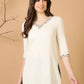 Antaran Off White Cotton Flex Embroidered Tunic - Swadesiicart